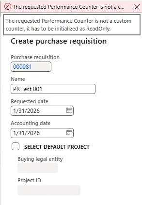 Purchase Requisition Error(https://dyn365.wiki/wp-content/uploads/2026/01/PR-Error.webp)
